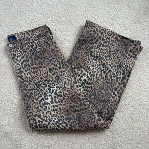 GAP Denim High Rise Wide Leg Leopard Print Jeans